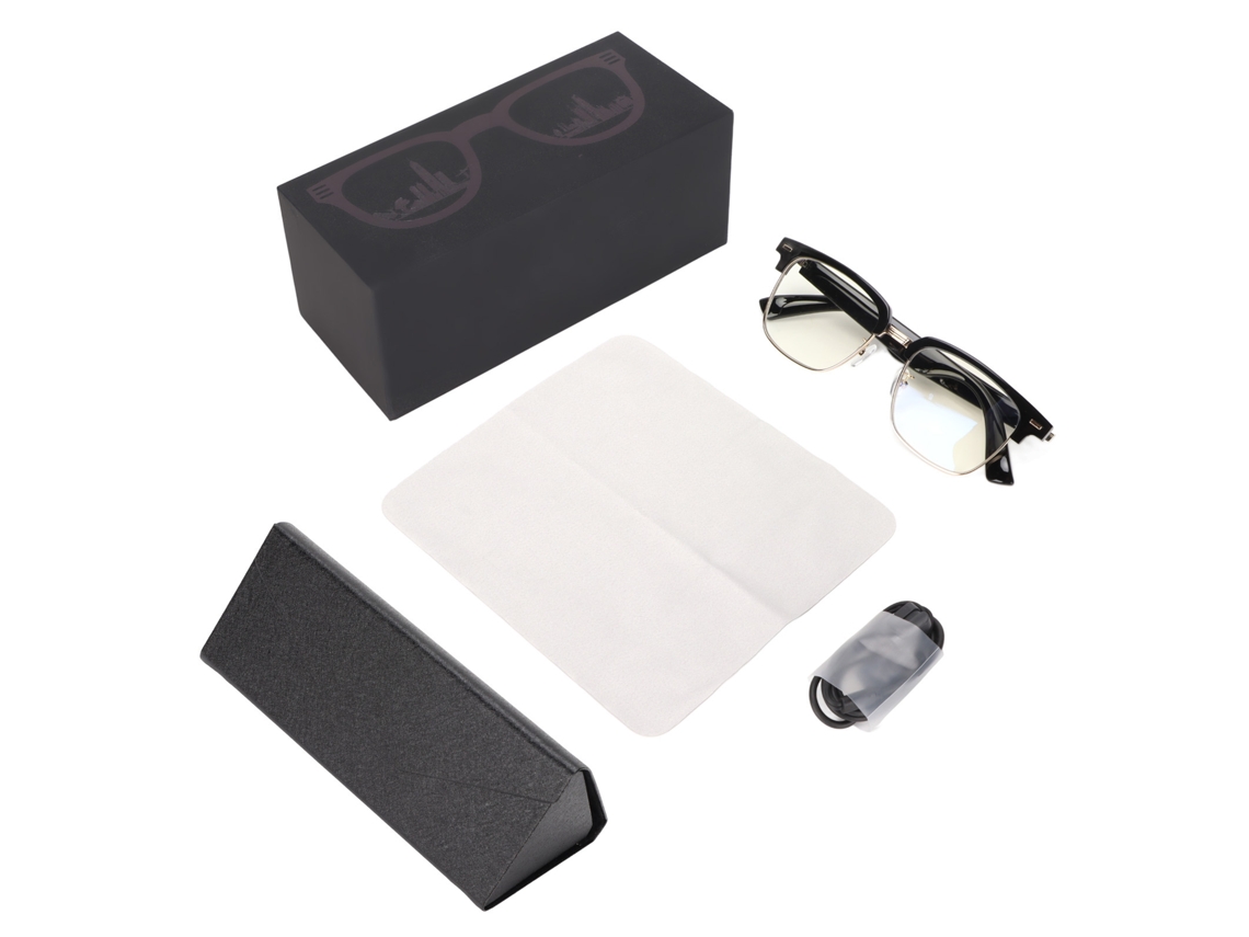 Gafas inteligentes inalámbricas Bluetooth 5.0 con filtro de luz azul, micrófono y llamadas manos libres, protección UV400 e IP65 | S/MARCA