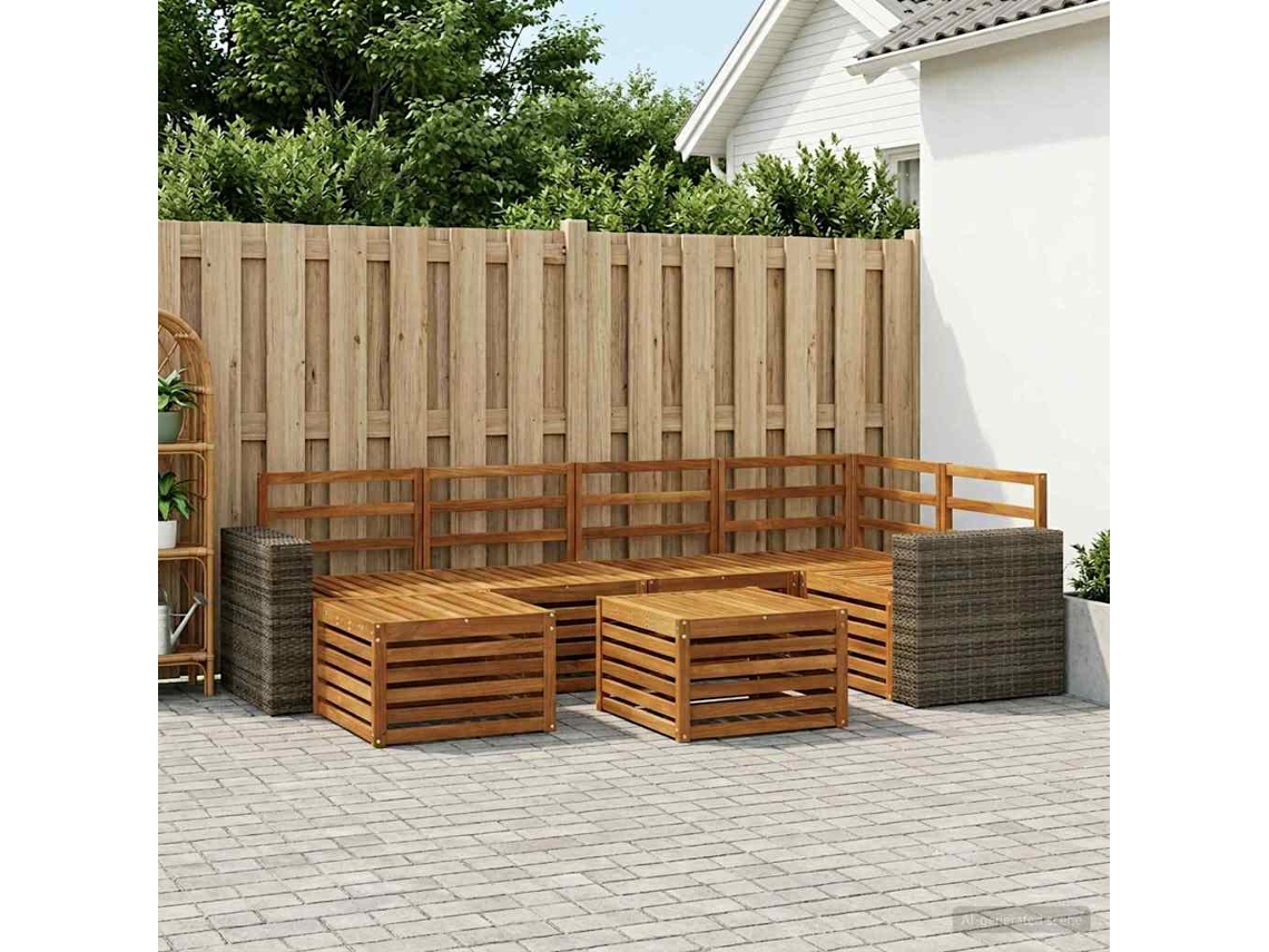 Vidaxl Conjunto De Sofás Para Exterior 7 Unid. Natural Poliéster