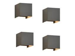 Conjunto de 4 Lâmpadas Led para Parede Externas Branco Quente Ip65 Antracita para Casa Quarto Escada NETTLIFE