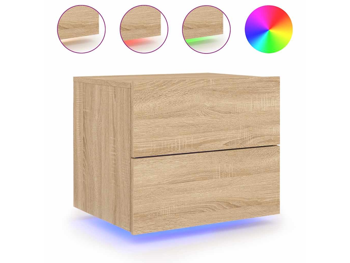 Mesa de Cabeceira de Parede com Luzes Led Carvalho Sonoma MAISON EXCLUSIVE
