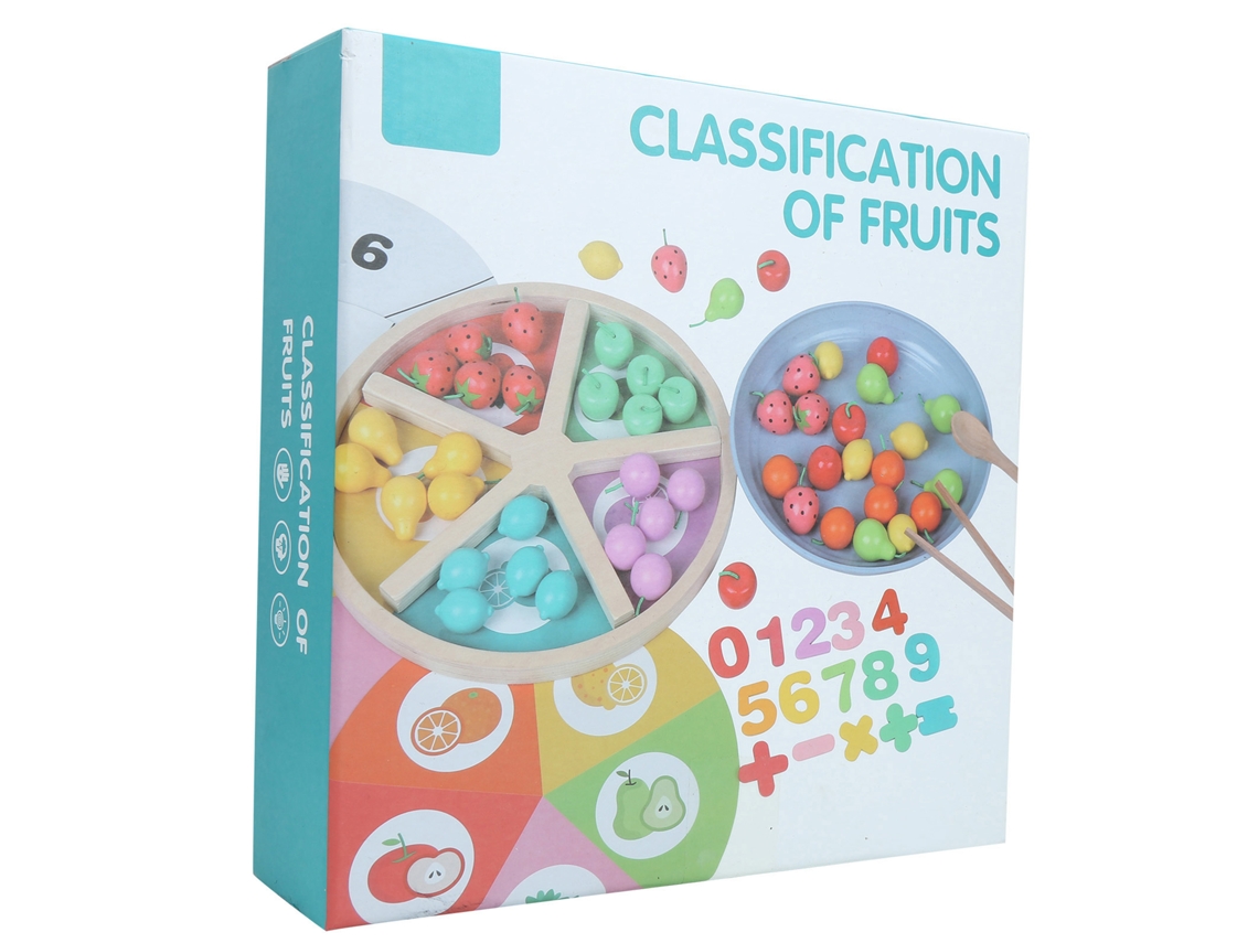 Primerox brinquedo Educativo Tábua de Clip de Frutas em Madeira para Crianças com Jogo de Classificação