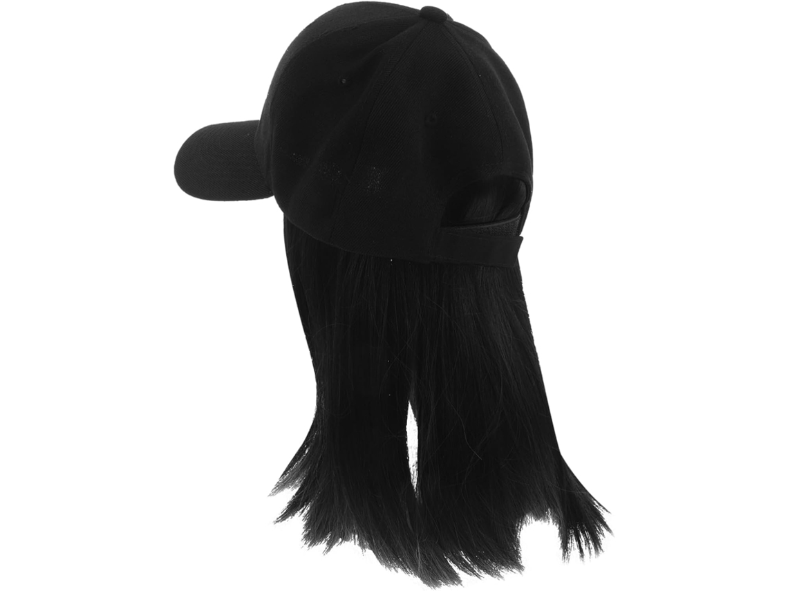 Boné De Beisebol Preto Com Presilha De Cabelo Ajustável Integrada, Ideal Para Uso Diário Feminino.
