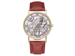 Reloj De Cuarzo Con Correa De Cuero Pu Dial Numeros Romanos Unisex Café Zhoulianfa