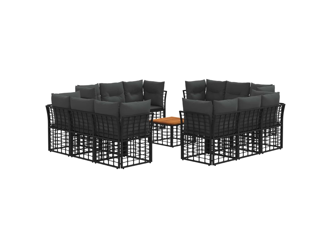 Vidaxl Conjunto de Sofás para Exterior 13 Pcs Preto e Cinza Escuro