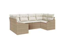 Conjunto 6 Sofá De Jardim Vidaxl Bege Vime Pe (234 X 123,5 X 85 Cm)