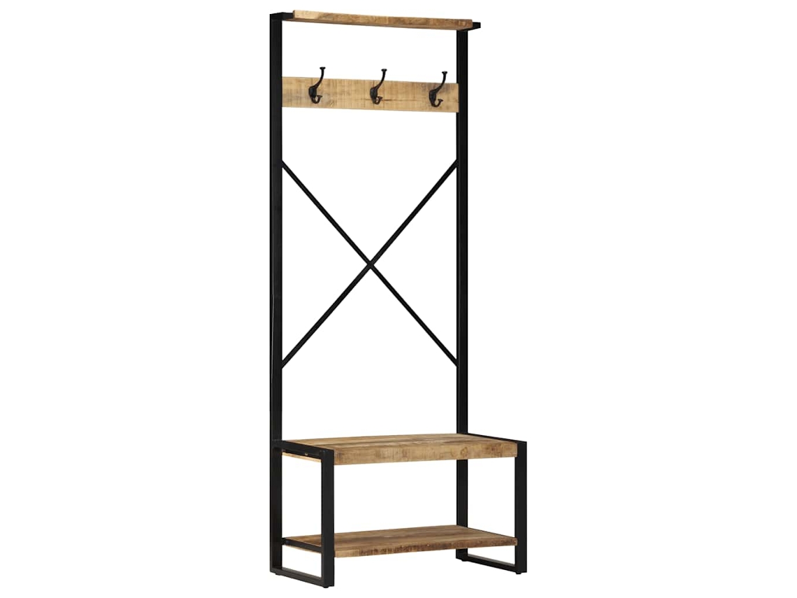 Vidaxl Suporte Para Roupas 80x40x190cm Madeira Mangueira Maciça Áspera
