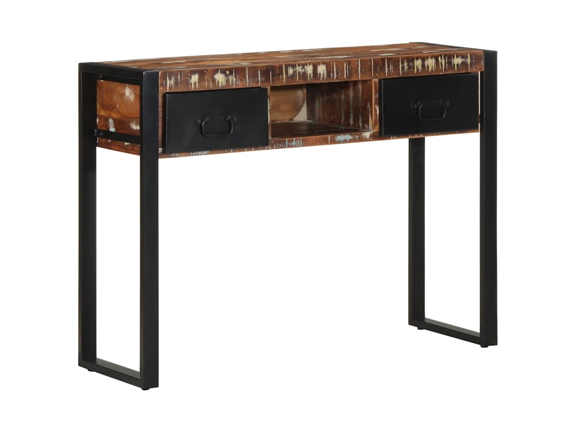 Vidaxl Mesa Consola Multicor 100x35x75 Cm Madeira Maciça Recuperada
