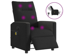 Vidaxl Poltrona Reclinável De Massagens Elétrica Tecido Preto