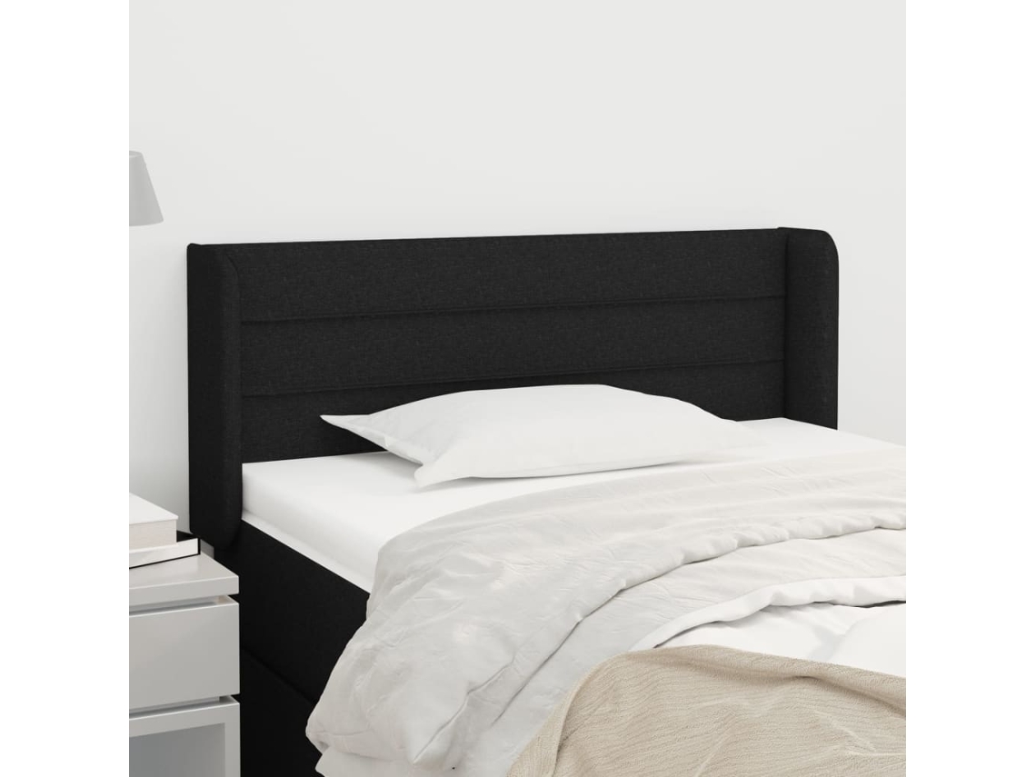 Vidaxl Cabeceira De Cama C/ Abas Tecido 93x16x78/88 Cm Preto