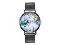 Reloj De Cuarzo Unisex Con Correa De Malla K034-w (negro)