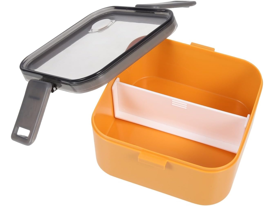Marmita Bento Para Micro Ondas Ganazono, Capacidade Moderada, Plástico Resistente E Design Quadrado, Lancheira Vedada À
