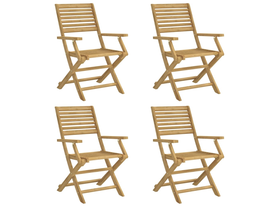 Conjunto 4 Cadeira Dobrável Vidaxl Marrom Madeira De Acácia (54.5 X 61.5 X 86.5 Cm)