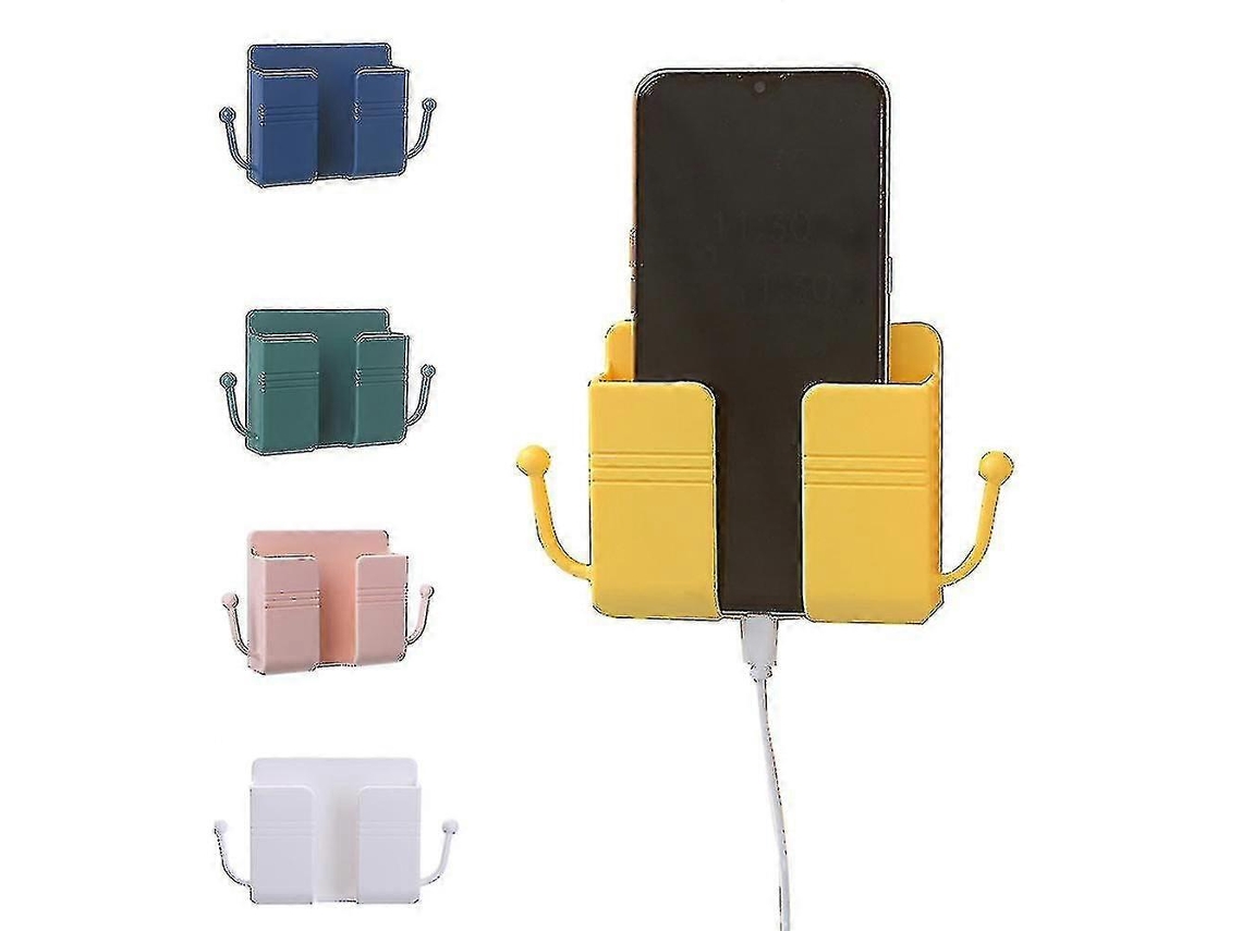 Prateleira de Parede com Gancho para Carregador de Telefone Controle Remoto Organizador de Cozinha e Lar Material Abs Durável Verde