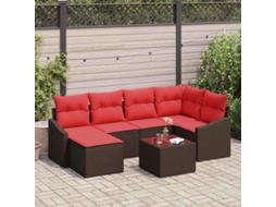 Vidaxl Conjunto De Sofás 7 Unid. Castanho Vime Pe