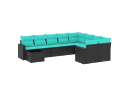 Conjunto de 10 Sofás P/ Jardim C/ Almofadões Vime Pe Preto MAISON EXCLUSIVE (10 pcs)