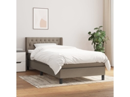 Cama Com Molas/colchão 100x200 Cm Tecido Cinza-acastanhado