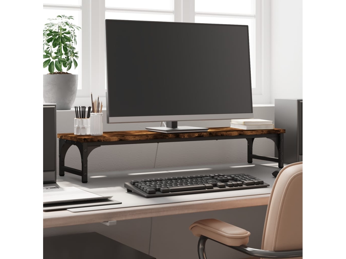 Vidaxl Suporte Monitor 85x23x15,5 Cm Derivados Madeira Carvalho Fumado