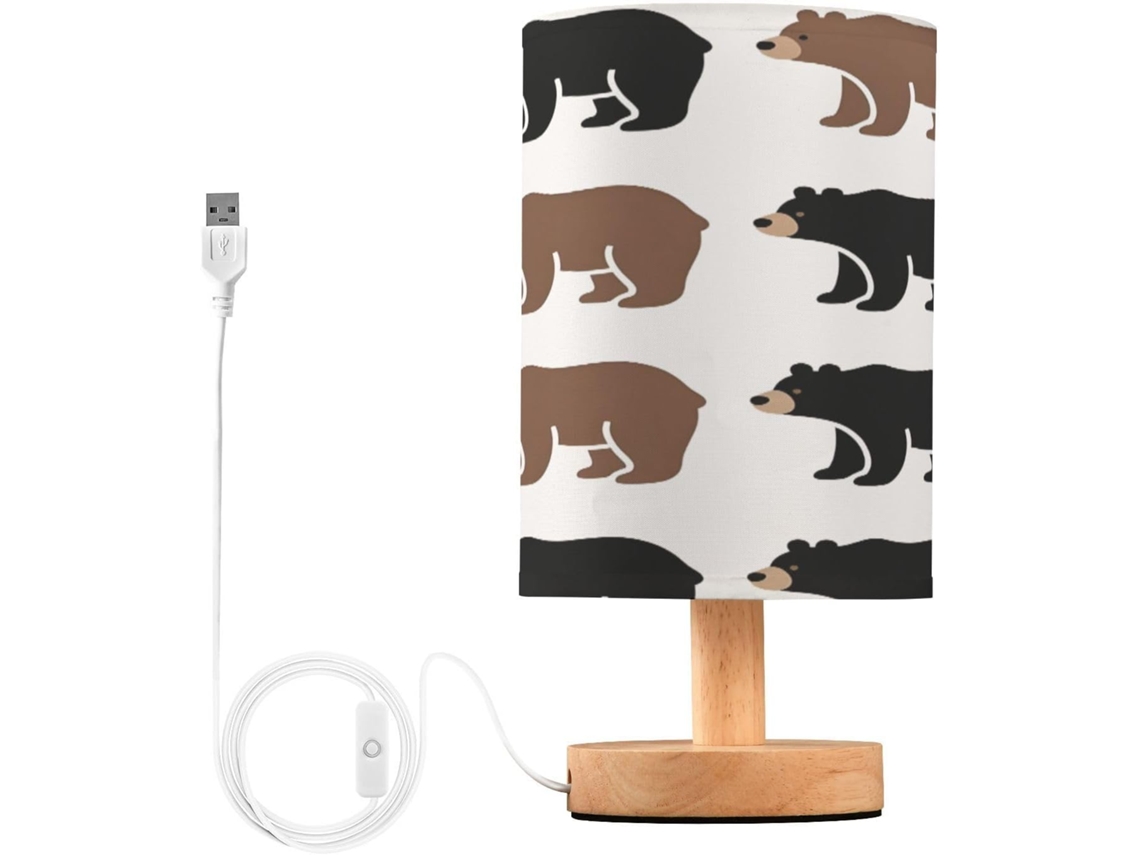 Abajur De Cabeceira Em Formato Urso Para Quarto, Com Portas De Carregamento Usb C, Luminária De Mesa Cabeceira