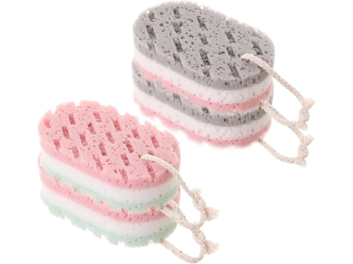 Esponjas Esfoliantes Corporais, Espuma Densa, Conjunto de 4, Esponja Sólida para Banho