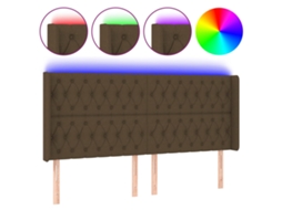 Cabeceira de Cama com Luzes Led Tecido Castanho MAISON EXCLUSIVE (203x16x118 cm)