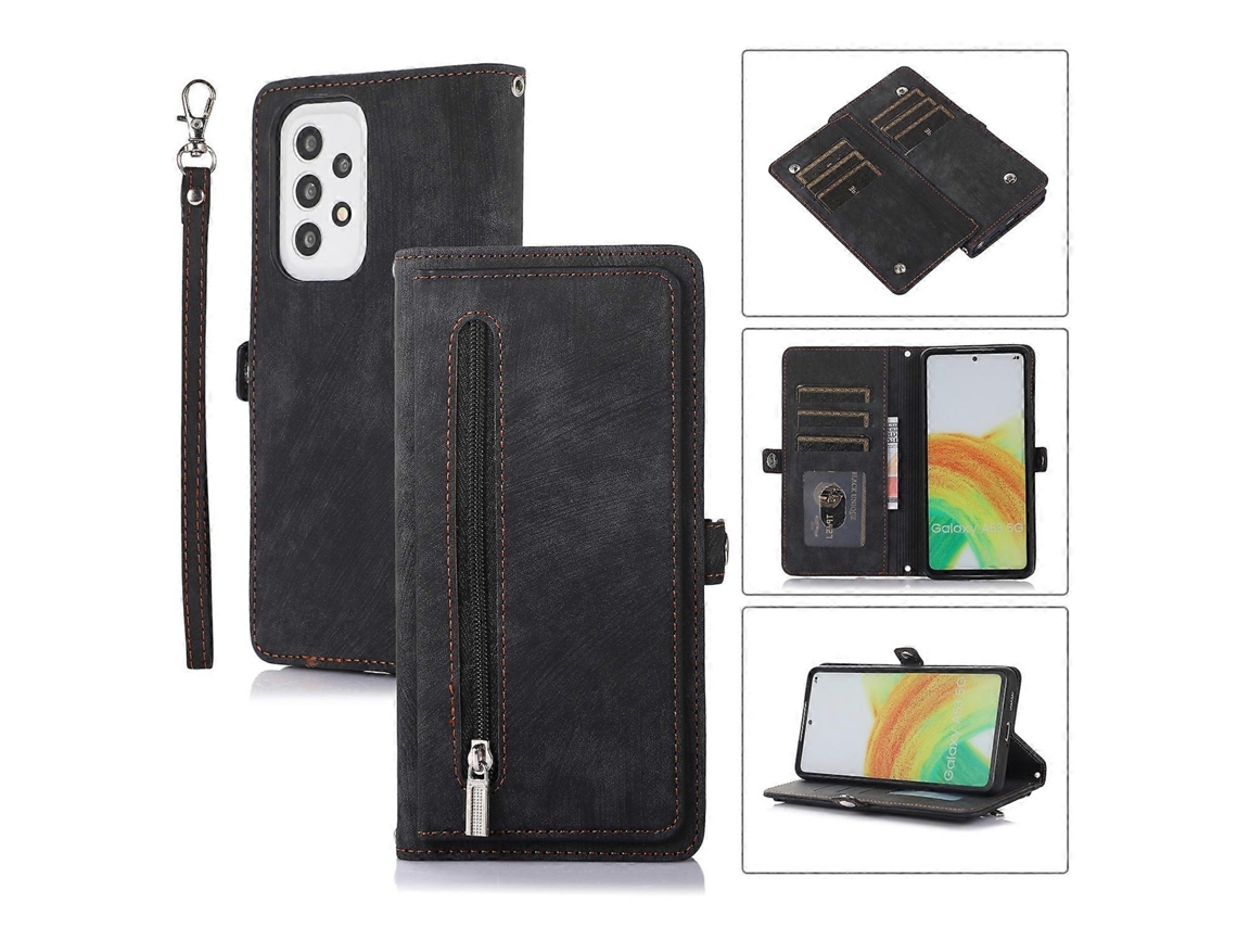 Capa De Couro Tipo Carteira Com Zíper E Compartimento Para Cartão Para Samsung Galaxy A33 5g