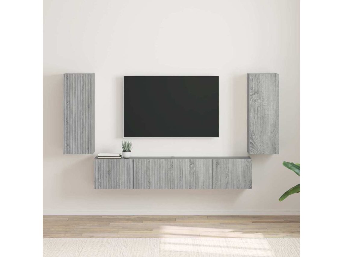 Vidaxl Armário De Tv De Parede 2 Pcs Cinza Sonoma 30 X 31 X 80 Cm