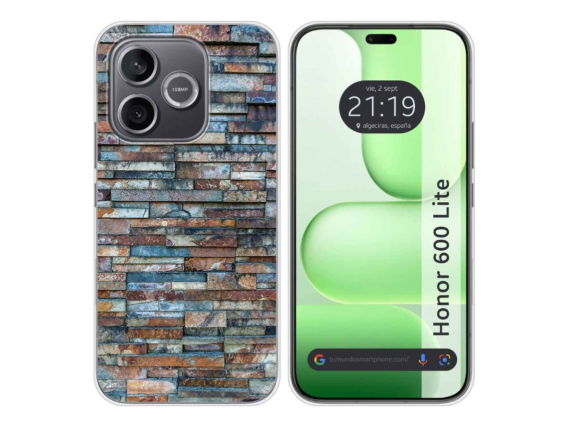 Capa Tumundosmartphone De Silicone Para Honor 600 Lite 5g Com Design De Tijolos 5 Desenhos