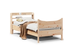 Vidaxl Estrutura De Cama Com Cabeceira 75x190 Cm Pinho Maciço