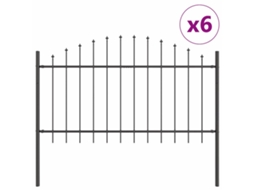 Conjunto 6 Barreira De Jardim Vidaxl Cinzento Aço Revestido A Pó (170 X 140 Cm)