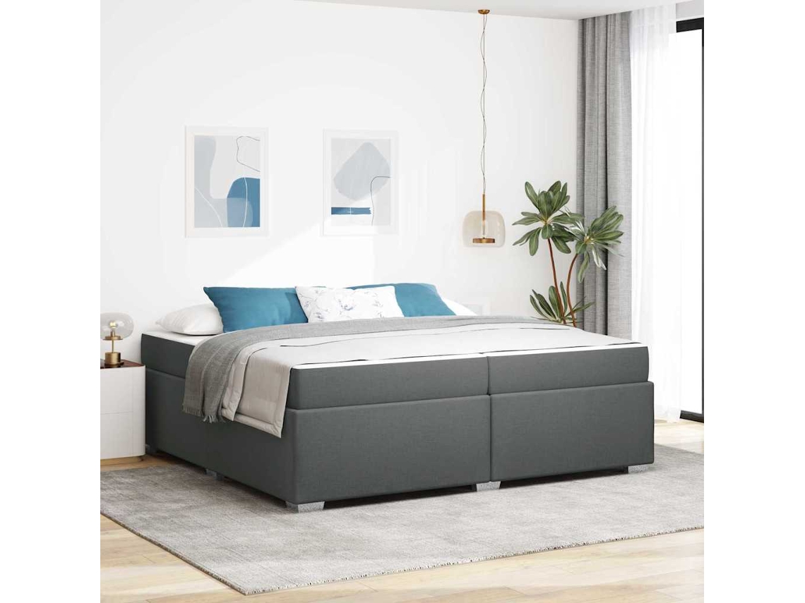 Vidaxl Estrutura Da Cama Com Colchão Cinza Escuro 200 X 200 Cm Tecido