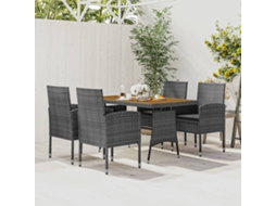 Vidaxl 5 Pcs Conjunto De Jantar Para Exterior Vime Pe Cinzento