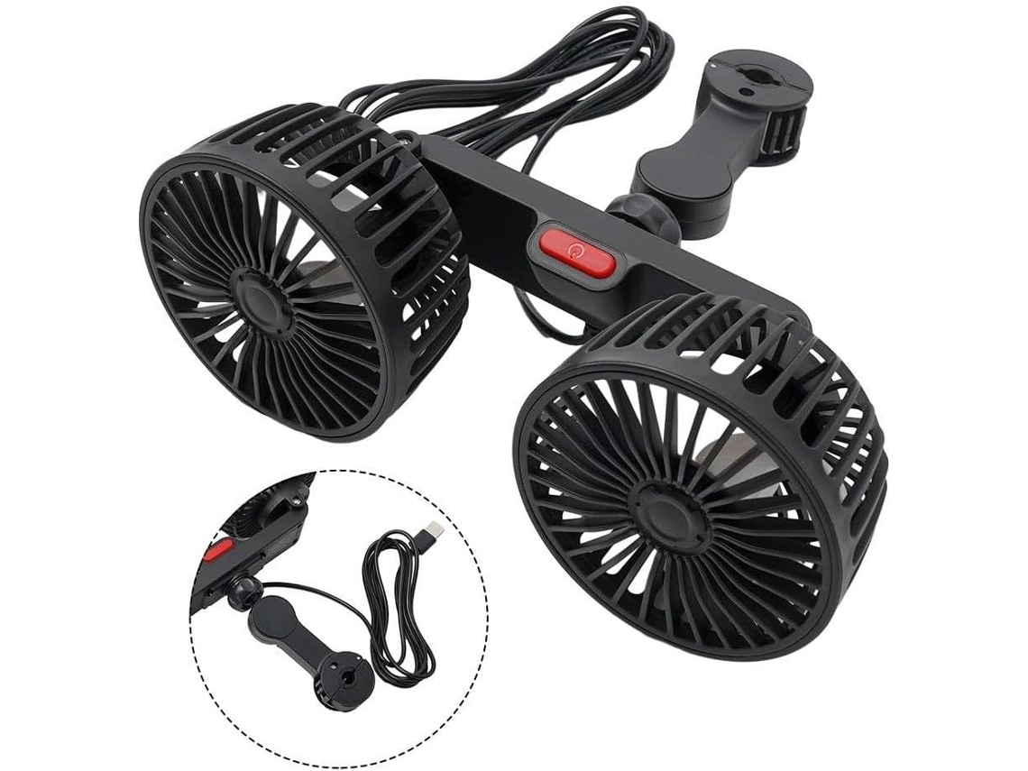 Mini Ventilador Ventilador de Carro Recarregável Via Usb com Duas Cabeças Design Giratório Proporcionando o Máximo Conforto Ao Seu Carro MDUG