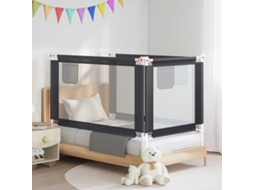 Vidaxl Barra Segurança P/ Cama Infantil Tecido 140x25 Cm Cinza-escuro
