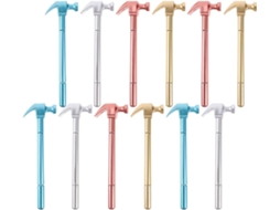 Conjunto De 12 Canetas Gel Plástico Em Formato Martelo, Com Fluxo