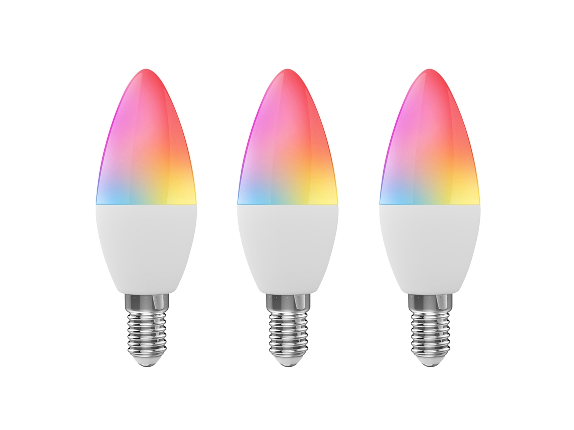 2026 lâmpada Inteligente Wifi Led E14 5w Rgb+w+c Ajustável, Controle por App Smartlife/tuya e Voz Alexa, 3 Pacotes