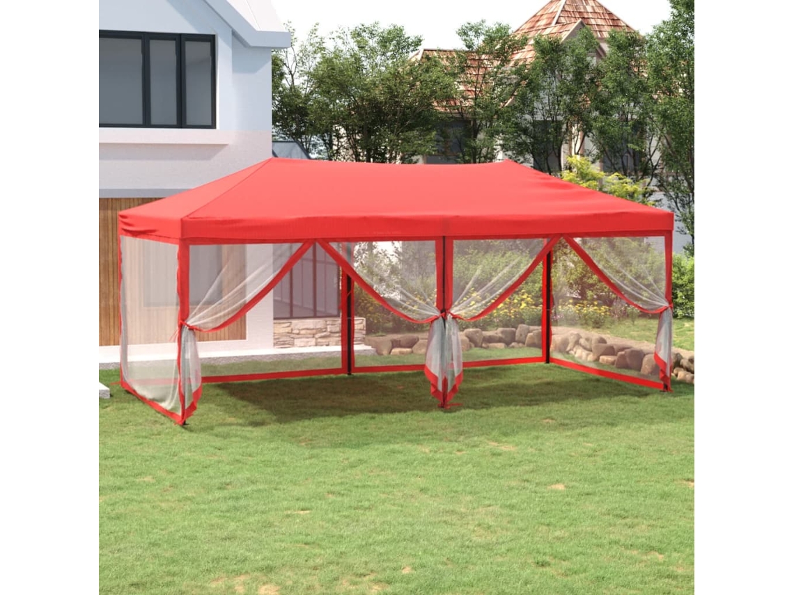 Vidaxl Tenda Para Festas Dobrável Com Paredes Laterais 3x6 M Vermelho