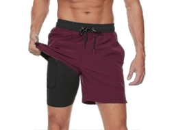 2026 pantalones Cortos de Baño para Hombre Con Liner de Compresión Rápido Secado Bolsillos Con Cremallera