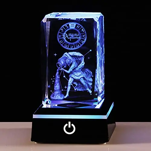 Modelo de Cubo de Cristal 3d de Aquário, Presente Astrológico MDUG (aquário)