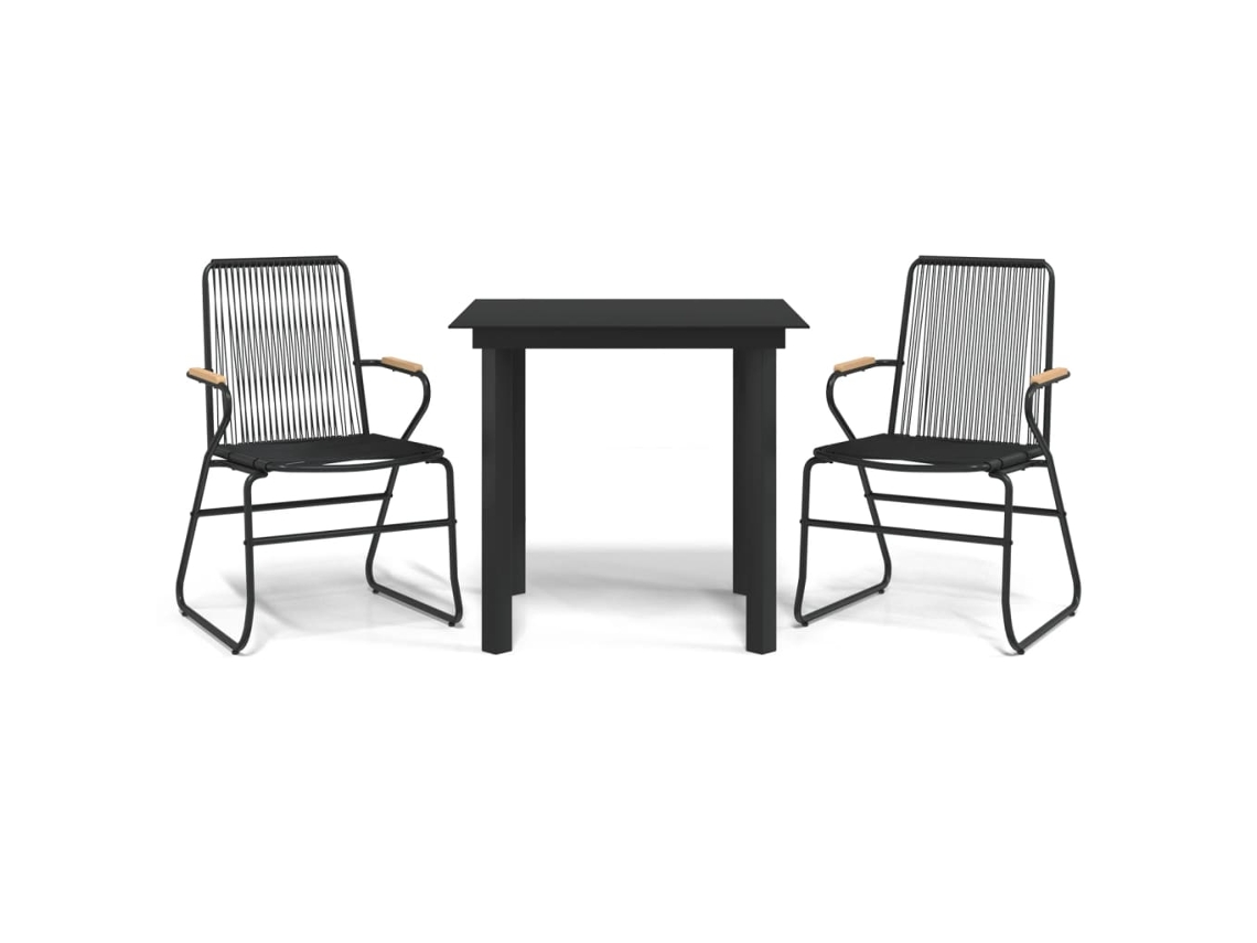 Maison Exclusive - 3 Pcs Conjunto De Jantar Para Jardim Vime Pvc Preto