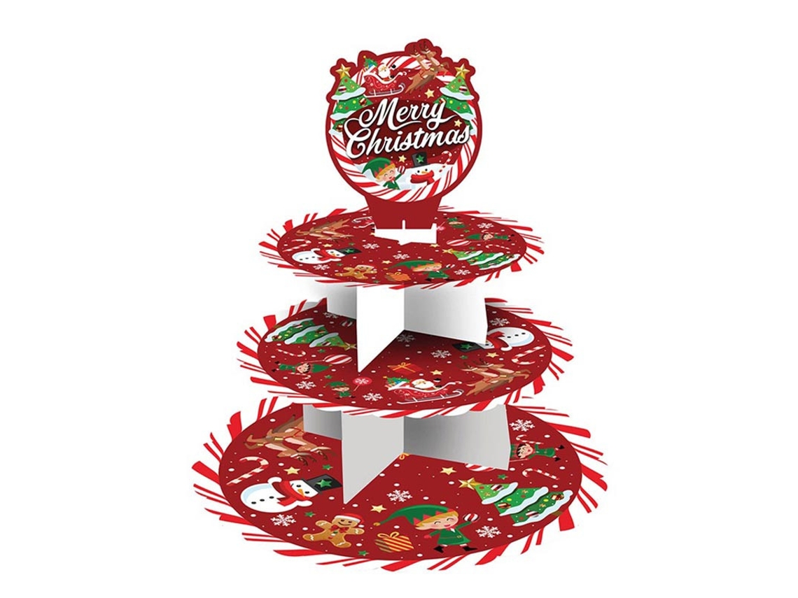 Bandeja de 3 camadas Feliz Natal 40x30 cm