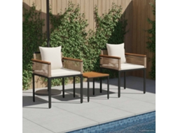Vidaxl Conjunto De Móveis Para Exterior Bege E Branco Creme Vime Pe