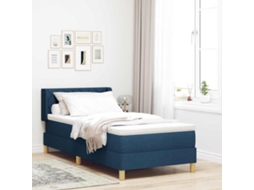 Vidaxl Cama Box Com Cabeceira Manual Azul 200 X 100 Cm Tecido