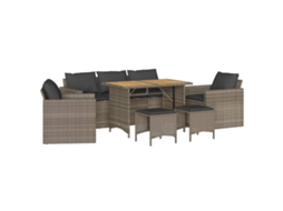 Conjunto de 6 Sofás de Jardim com Almofadões Vime Cinzento MAISON EXCLUSIVE (80x200 cm)