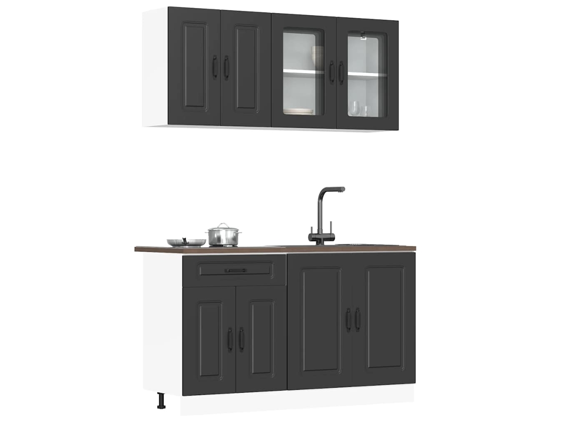 Vidaxl 4 Peças Armário De Cozinha Conjunto Kalmar Preto