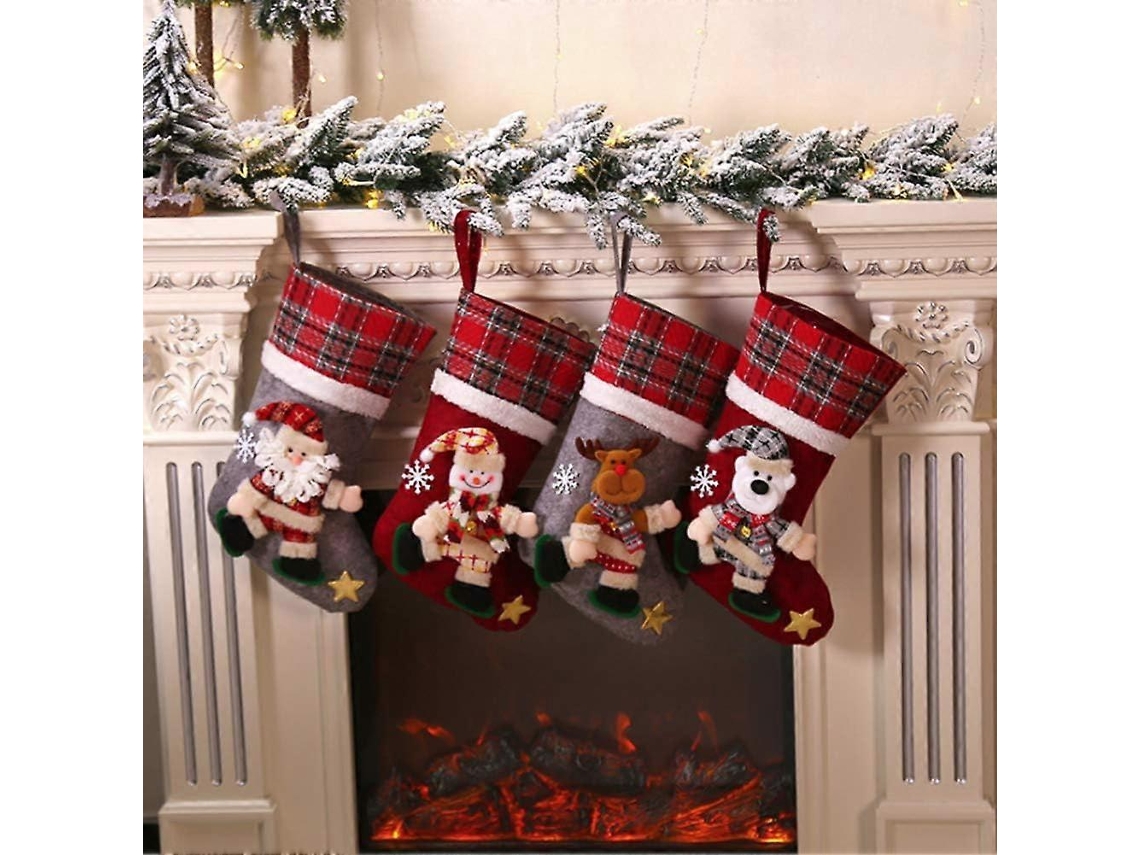 4 Peças De Saco De Presente De Meia De Natal Grande Saco De Doces Decoração De Árvore De Natal Soc Olysi Shop