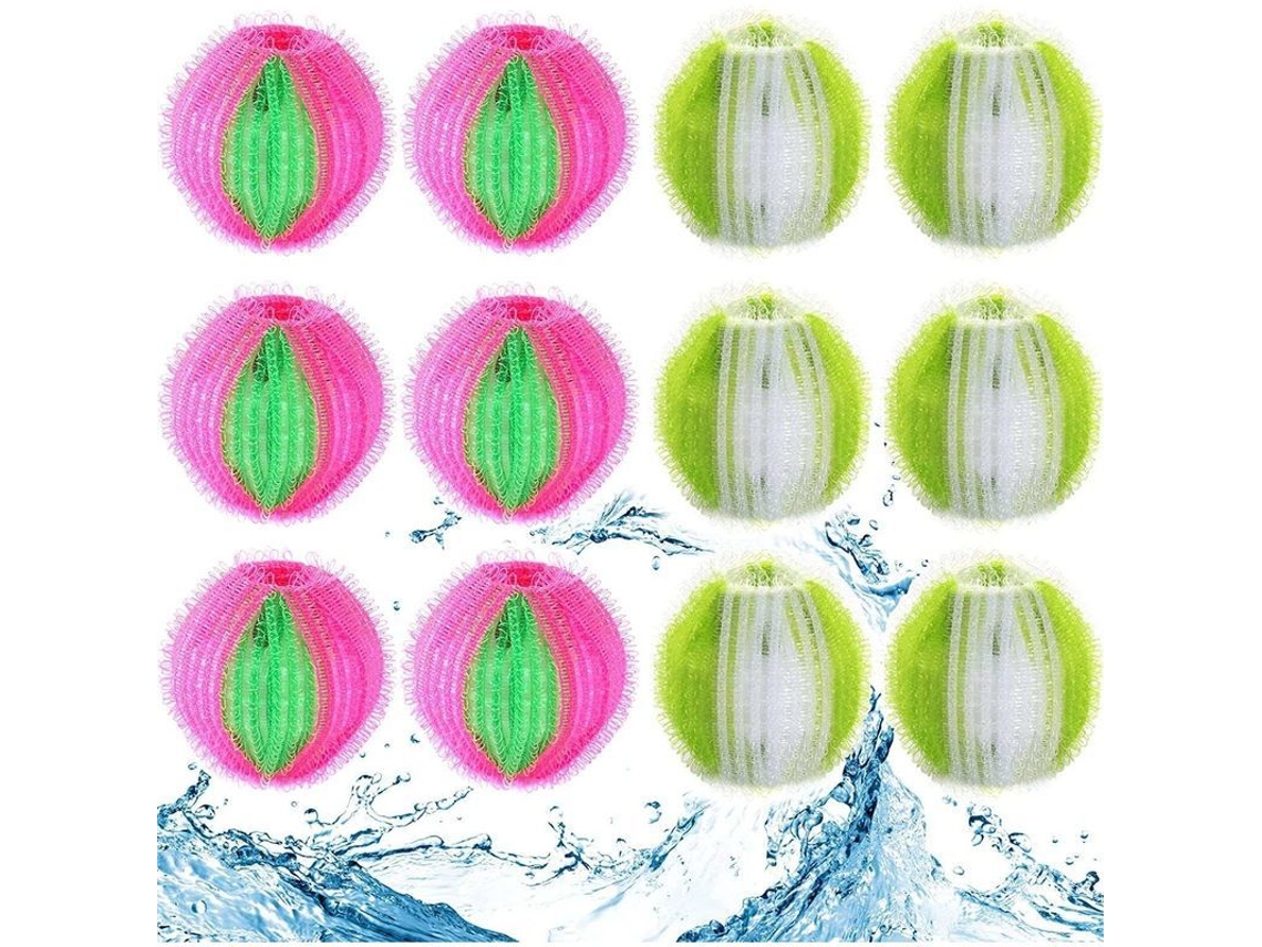 Remover Pelos De Mascota Lavadora 12 Bolas Reutilizáveis Para Lavar Roupa Linho Fibra Nylon Verde Rosa