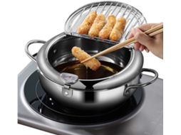 Tampa Frigideira Com Termômetro e Cozinha em Aço Inox Tempurá Frigideira 20 Cm Zeuxo