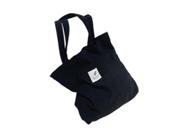 Bolsa de Ombro Feminina em Veludo Cotelê, Dobrável com Zíper, em Tecido Macio e Cor Sólida, Ideal para Compras e Reutilizável. GOKOCO