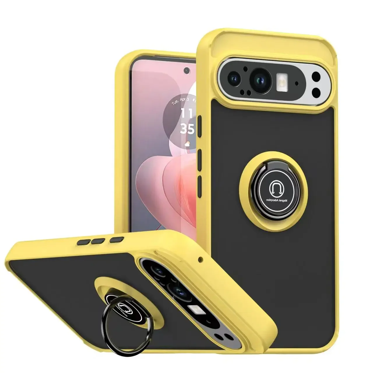 (amarelo, Google Pixel 8) Capa Para Celular Com Suporte Magnético Em Anel, Capa Protetora Fosca À Prova De Choque