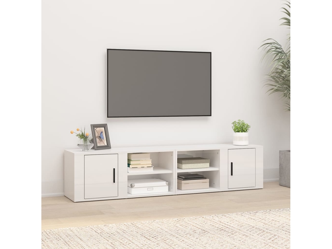 Vidaxl Móveis Tv 2pcs 80x31,5x36 Cm Derivados Madeira Branco Brilhante